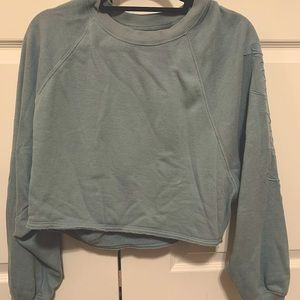 Pastel Blue Cropped American Eagle Sweatshirt